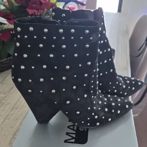 Elegant Studded Black Ankle Booties